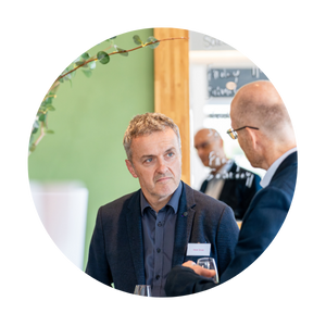 Two professionals in discussion