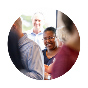 Woman engaging in conversation