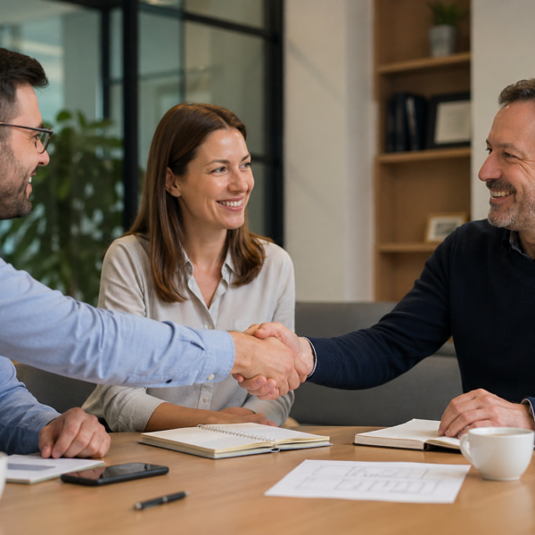 Successful business handshake meeting