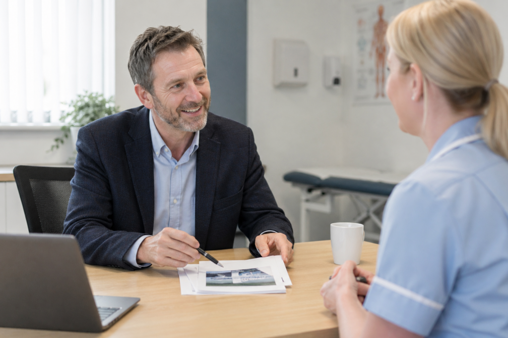 Doctor consulting patient calmly